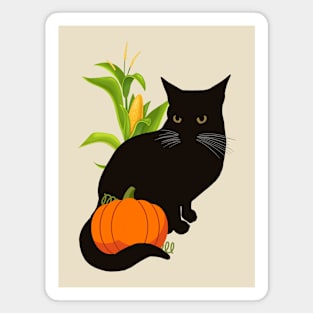 Pepper the Cat with Pumpkin and Corn Magnet